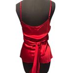 Boston Proper Red Silk Faux Wrap Plunging V Top Empire Waist Self Belt Sz 10 Photo 4