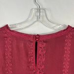 A Dip of Darling Maroon Red Chiffon Balloon Sleeve Embroidered Lace Blouse 3X Photo 5