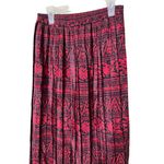 Leslie Fay  Skirt Womens Size 10 Red Black Pleated Maxi Vintage Elastic Waist Photo 1