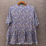 Denim And Co Womens Peplum Top Size 1X Prairie Floral Bohemian Festival Indie Blue Photo 1