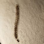 Vintage Gold, Pink, Blue, Purple Floral Bracelet. Gold Photo 2