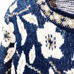 Vintage Trimmings Women's Sweater Pullover Knit Floral Made in USA Blue White XL Photo 4