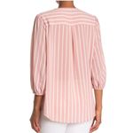 Adrianna Papell  V-Neck 3/4 Balloon Sleeve Crepe Blouse in‎ Pink White Stripes, S Photo 9