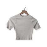 Nike Zenvy Rib Women's Short-Sleeve Cropped Top XS Light Orewood Brown/White Photo 4