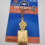 NWT Looney Tunes Stamp Collection Tweety Key Ring Gold Photo 0
