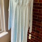 Miss Elaine Long Sleeve Ruffles Light Blue Polka Dot Nightgown House Dress Cozy Size 1X Photo 0