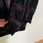 1. State  black red plaid fuzzy open cardigan long sweater L Photo 5