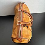 Alviero Martini Brown Handbag Map Leather Boston Speedy Bag Satchel Milan Tote Photo 6