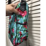 Betsey Johnson Shoulder Bag Purse Floral Teal/Red Roses Studs Logo Side Pockets Photo 3