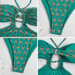 Womens Teal Green Boho Indian Henna Monokini With Sarong Small NWOT Photo 8
