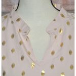 None Womens Pink Metallic Gold Polka Dot Short Shift Dress Size 3XL V-Neck Sexy LS Photo 3