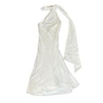 BHLDN  Anthro Nicoletta One Shoulder Removable Scarf White Ivory Satin Midi Dress Photo 1