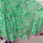 Vintage Y2K BCBG MaxAzria 100% Silk Handkerchief Hem Low Rise Midi Skirt $138 M Green Size M Photo 5
