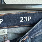 J Crew Size 23 Petite Demi Boot Crop Exposed Button Fly Solid Blue Dark Wash Photo 5