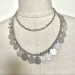 Silver tone multi strand disc statement necklace Photo 6