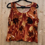 Perceptions  Tank Top Blouse‎ Women's 12p  Stretch fall Floral Orange Brown Photo 0
