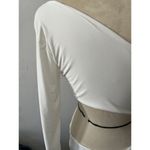 Nasty Gal  white satin part time lover bare Shoulder Long Sleeve bodysuit Size 8 Photo 5