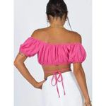 Princess Polly Pink Puff Sleeve Wrap Tie Crop Top Size 0 NWT Photo 1