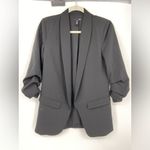 AQUA  Women’s Black Jacket, ruched sleeves, open front, lined, size small‎ Photo 1