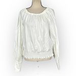 Ramy Brook  Liv Top Women's Medium White Slit Bishop Sleeve Elastic Waist NWOT Photo 2