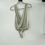 Free People NEW Night Owl Bodysuit V-Neck Size Small $68 Oxide Green Slinky Photo 5