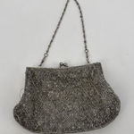 La Regale Vintage  Silver Beaded Clutch Bag Evening Satin Small Photo 0