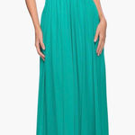 La Femme  Spearmint Net Jersey V-Neck Gathered Bodice Gown Sz 6 New Photo 0