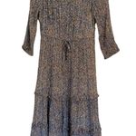 Anthropologie  Kira Off the Shoulder Peasant Midi Dress Floral Metallic Sz 4 Photo 4