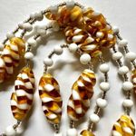 White and yellow swirl long beaded necklace Photo 7
