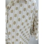 Loft  Women’s Small Embroidered Short Sleeve Collared Button Top Boho Cream Tan Photo 1