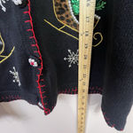Vtg Christmas Cardigan Ugly Sweater Black XL Bling 90s Y2K Snowflake Sleigh Photo 10