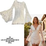 Bebe Y2K WHITE LACE FAIRY LACE UP MINI DRESS XS MADE IN USA Photo 1