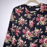 Brooks Brothers  Black Red Floral Long Sleeve Dress Womens 14 Mini Fall Preppy Photo 5