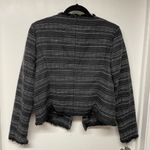 Adrienne Vittadini  Black Tweed Fringe Open Front Jacket Womens Size Medium Photo 1