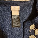 Chico’s Travelers Navy & Gold Embroidered Jacket | Size 1 Blue Size L Photo 6
