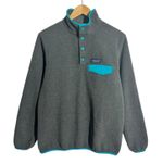 Patagonia Synchilla Pull Over Jacket Women M Gray Turquoise Lightweight Gorpcore Photo 0