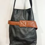 J.P. Ourse Madison Avenue Leather Bucket Bag Black Tan Shoulder Purse EUC Photo 6