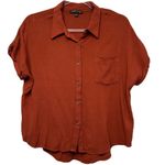 Moa Moa Burnt Orange Dark Short Sleeve Button Down Front Shirt Size Large Photo 9