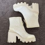 Gucci  Trip Zip Front Combat Boots White Rhombus GG Quilted Block Heel Size 37.5 Photo 8