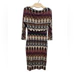 Badgley Mischka NEW  3/4 SLEEVE WIDE NECK PRINT DRESS Photo 1
