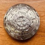 925 Sterling Silver Aztec Mayan Calendar Sun Dial Pin Brooch Pendant 12.96g VTG Photo 7