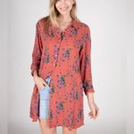 Natural Life  Shirt Dress Womens Size L Floral Georgia Gauzy Cotton Button up Photo 2