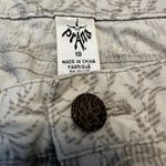 prAna  Bermuda Shorts 9" Mid Rise Scroll Print Drawstring Hem Tan Khaki 10 35" Photo 2