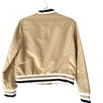 Samantha Sipos Stripe Rib Knit Tan Bomber Jacket Flawed size large Photo 7