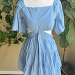 SHY VELVET Blue Open Side and Back Mini Dress | small Photo 0