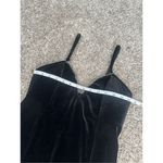 Frederick's of Hollywood fredrick’s of hollywood black faux velvet rhinestone trim mini slip dress slit L Photo 4