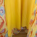 SALONI Silk Floral Dress Womens Size 2 Yellow RITA Flowy Ruffle Midi Dress * Photo 12