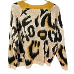 Alice Blue  Size XL Brown Leopard Cheetah Animal Print Eyelash Crewneck Sweater Photo 4
