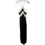 NWT Bari Jay Black Silver Glitter Maxi Gown Crisscross Back Formal Dress Sz 14 Photo 1