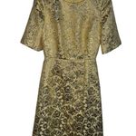 Dolce & Gabbana  Brocade Short-Sleeve Mini Dress in Yellow Gold Brocade Size 42 Photo 3
